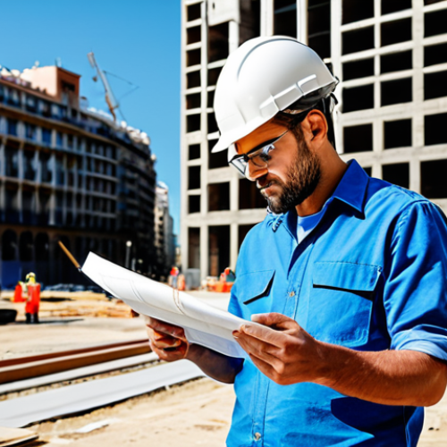 Home 20 **
"A confident architect, fully clothed in a stylish yet modest outfit, reviewing blueprints on a sunny construction site in Barcelona. Modern architecture in the background. Perfect anatomy, well-formed hands, natural pose, appropriate attire, professional environment, safe for work, appropriate content, professional photography, high quality."
**