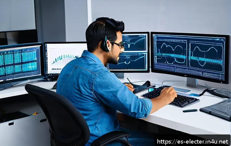 전자공학 이직 시 유리한 기술 스택 - A modern electronics engineer in a bright, organized workspace designing a printed circuit board (PC...