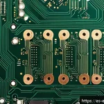 PCB 설계 업무 프로세스 - A detailed close-up view of a compact printed circuit board (PCB) layout, showcasing an efficient co...