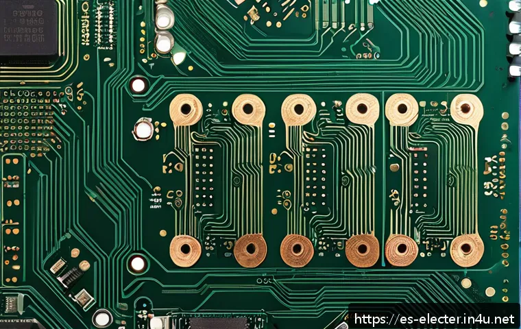 PCB 설계 업무 프로세스 - A detailed close-up view of a compact printed circuit board (PCB) layout, showcasing an efficient co...