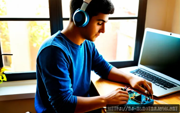 Home 17 전자공학 온라인 강의 추천 - Photorealistic home study scene for online electronics engineering courses, a Spanish-speaking unive...